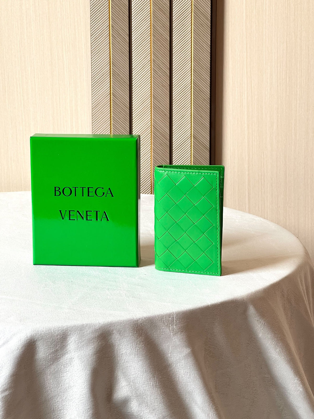 Bottega Veneta Woven Card Holder - Green Light