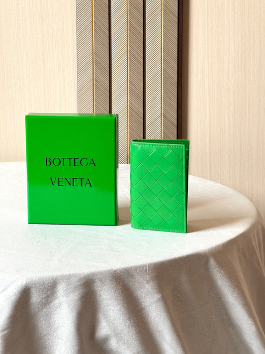 Bottega Veneta Woven Card Holder - Green Light
