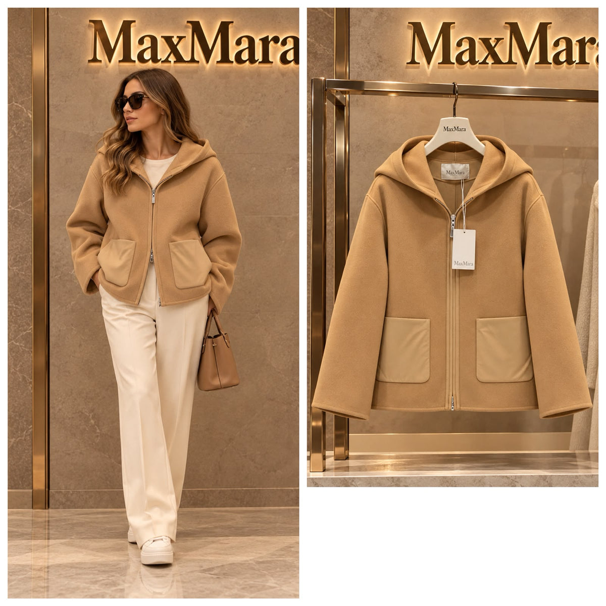 Max Mara Hooded Jacket - Beige
