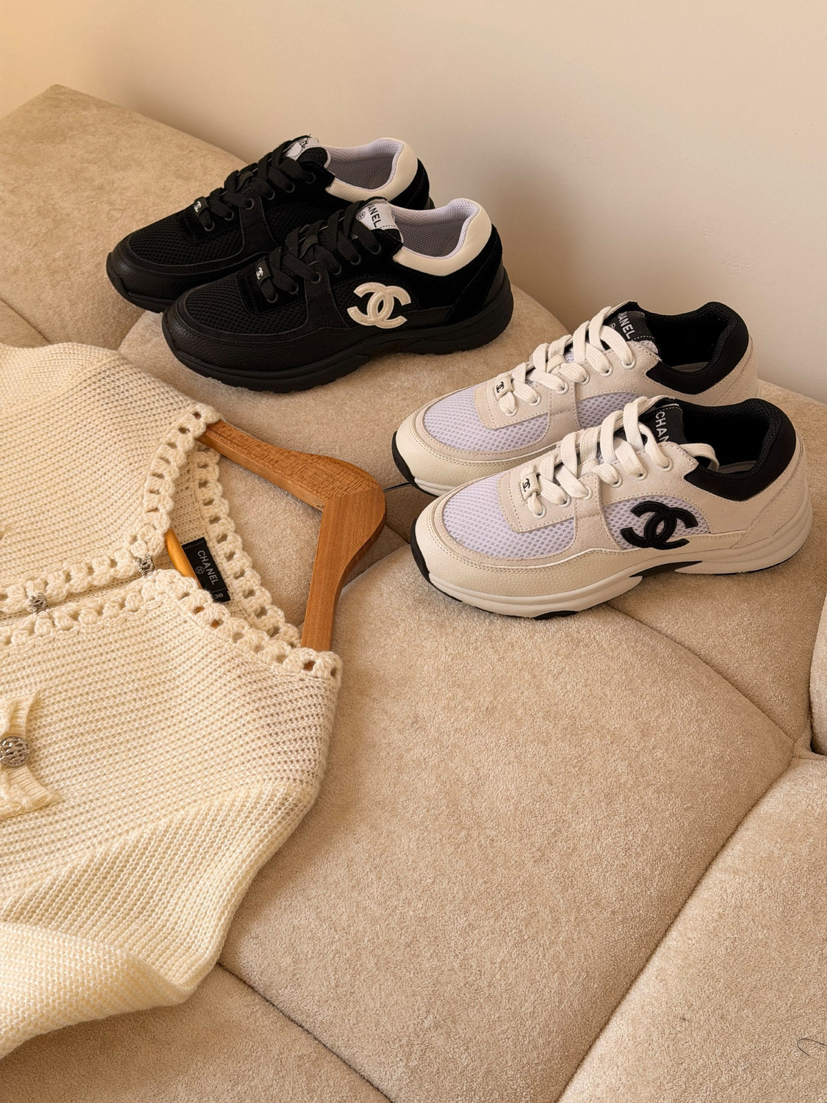 Chanel Sneakers - White, Black