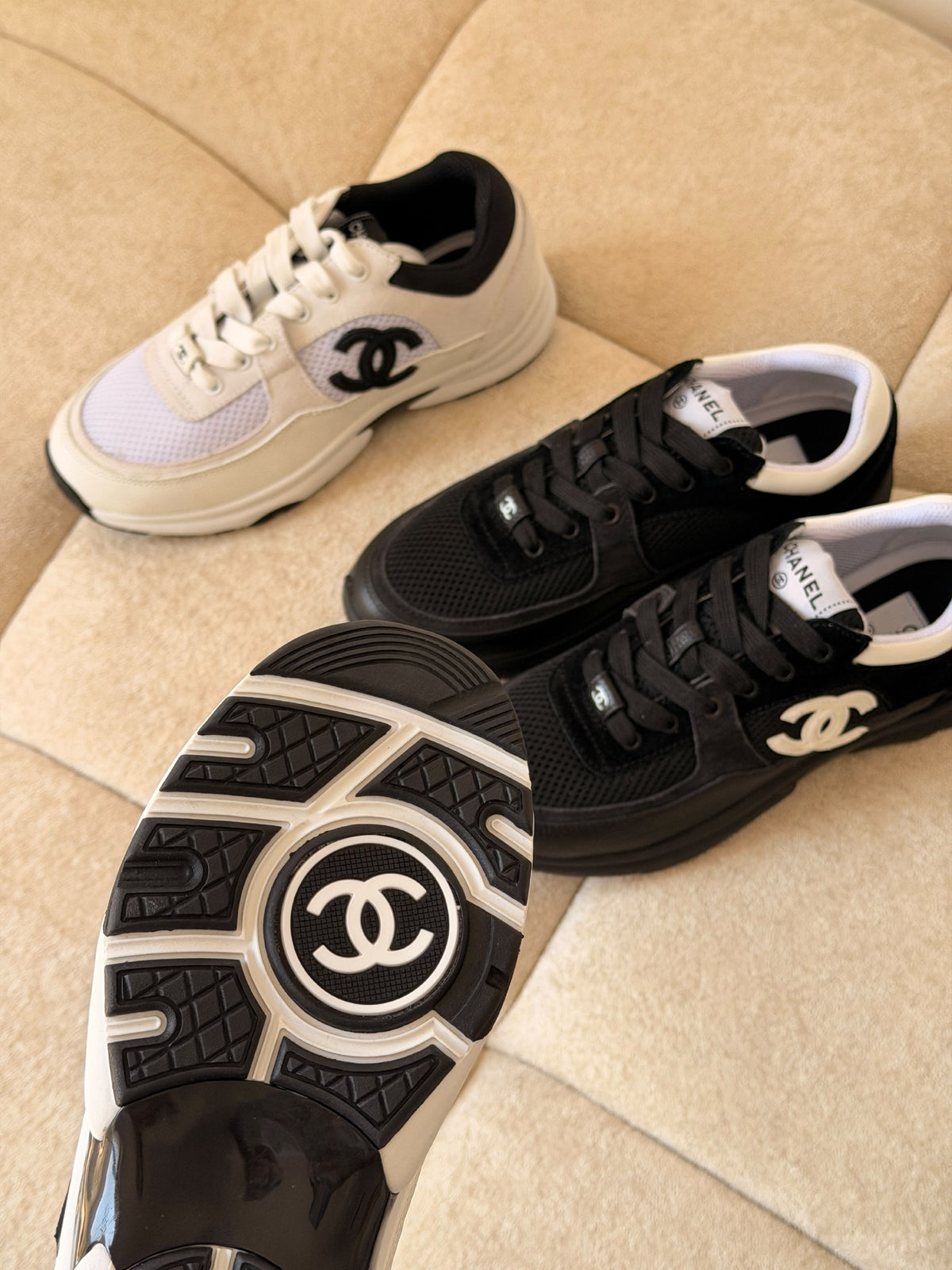 Chanel Sneakers - White, Black