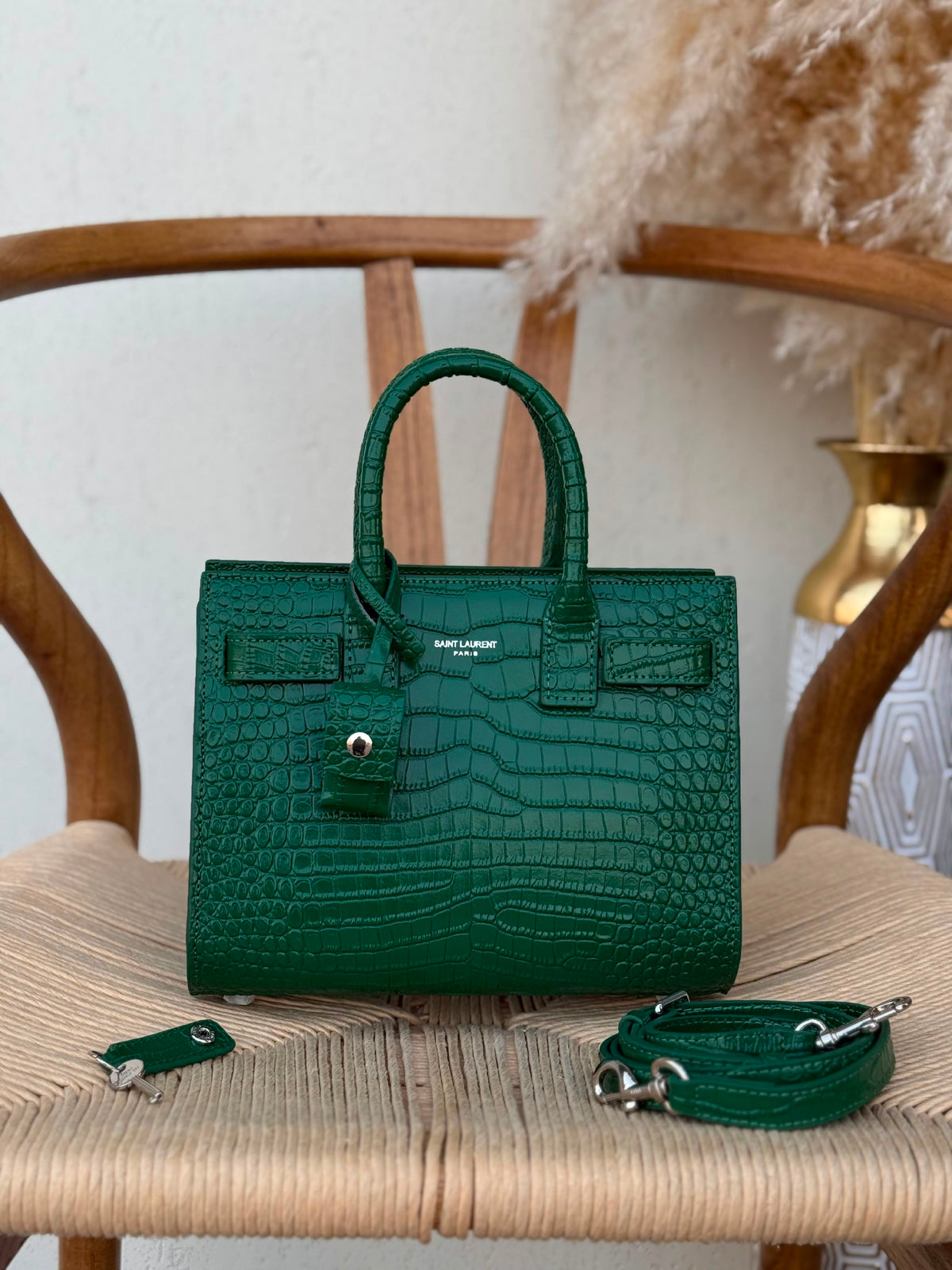 YSL Handbag - Green Embossed