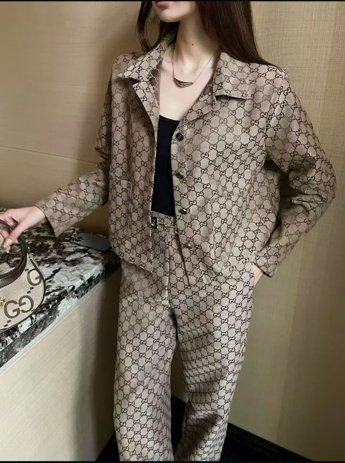 Gucci Notched-Lapel Set - Beige Monogram