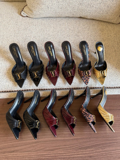 YSL Heels - Black, Burgundy, Leopard, Gold