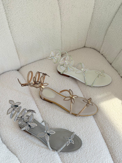 René Caovilla Slippers - Beige, White, Dark Grey