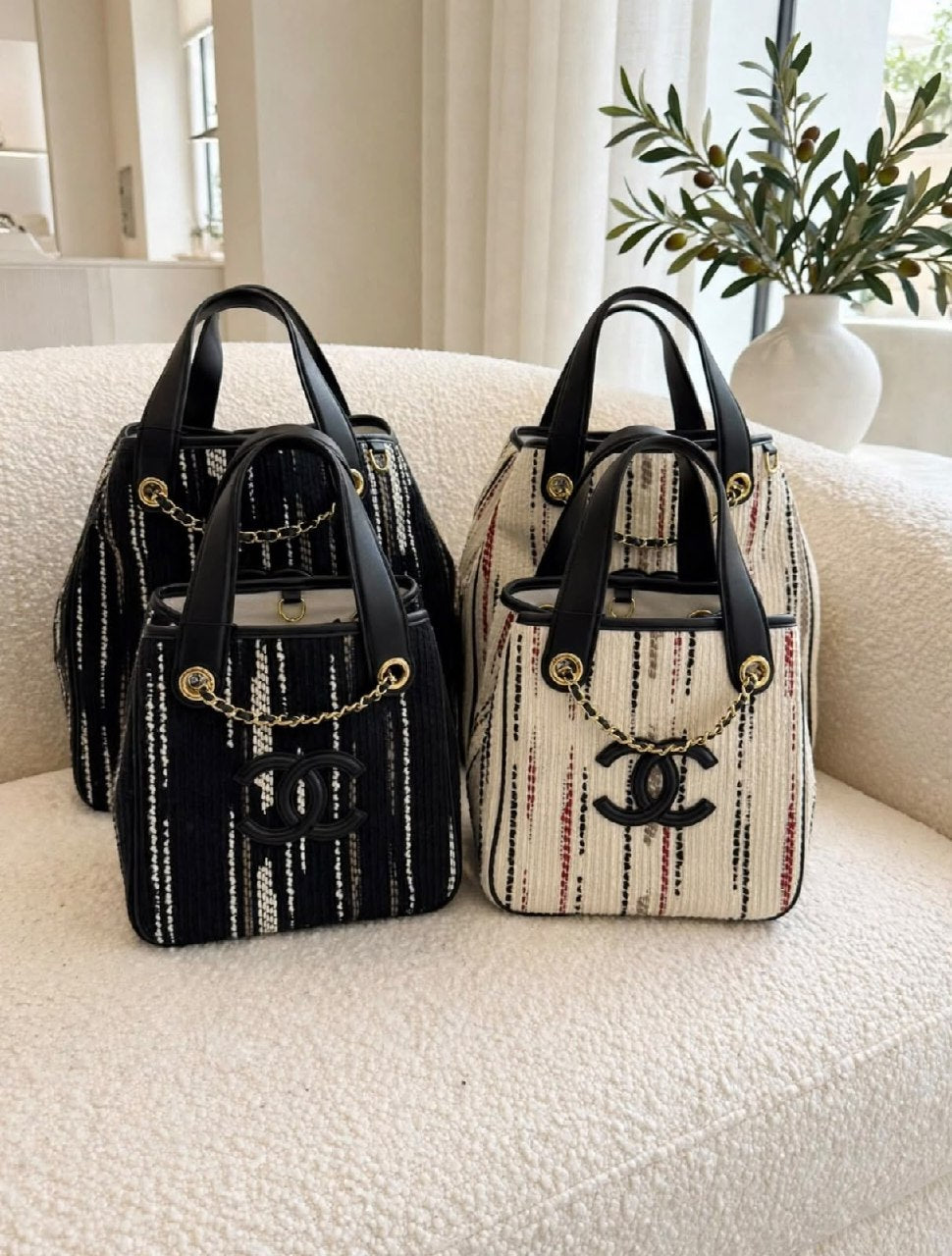 Chanel Tall Tote Bag - Beige, Black