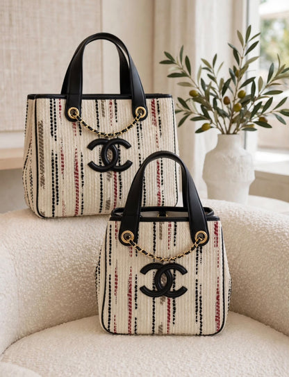 Chanel Tall Tote Bag - Beige, Black
