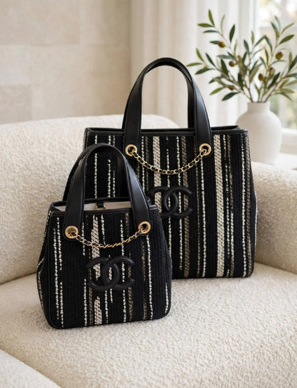 Chanel Tall Tote Bag - Beige, Black