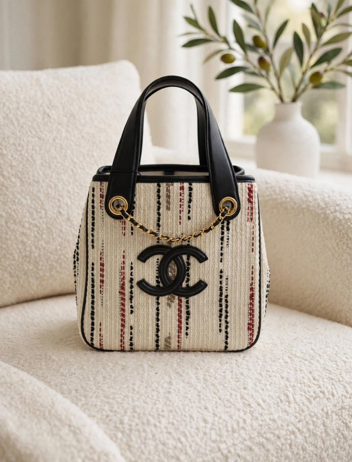 Chanel Tall Tote Bag - Beige, Black