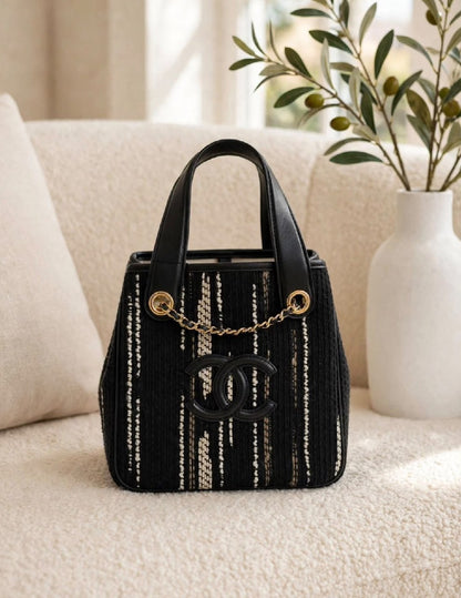 Chanel Tall Tote Bag - Beige, Black