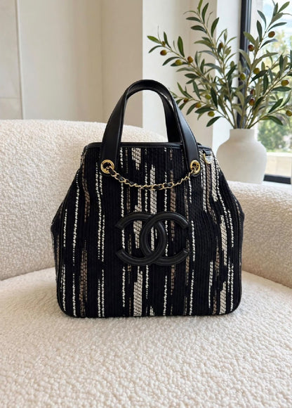 Chanel Tall Tote Bag - Beige, Black