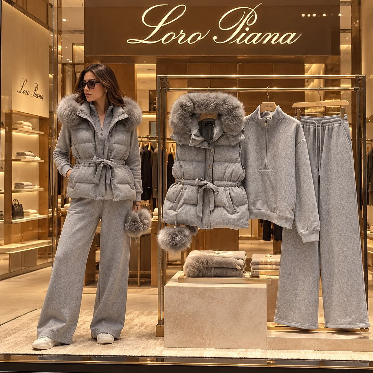 Loro Piana Hooded Set - Grey
