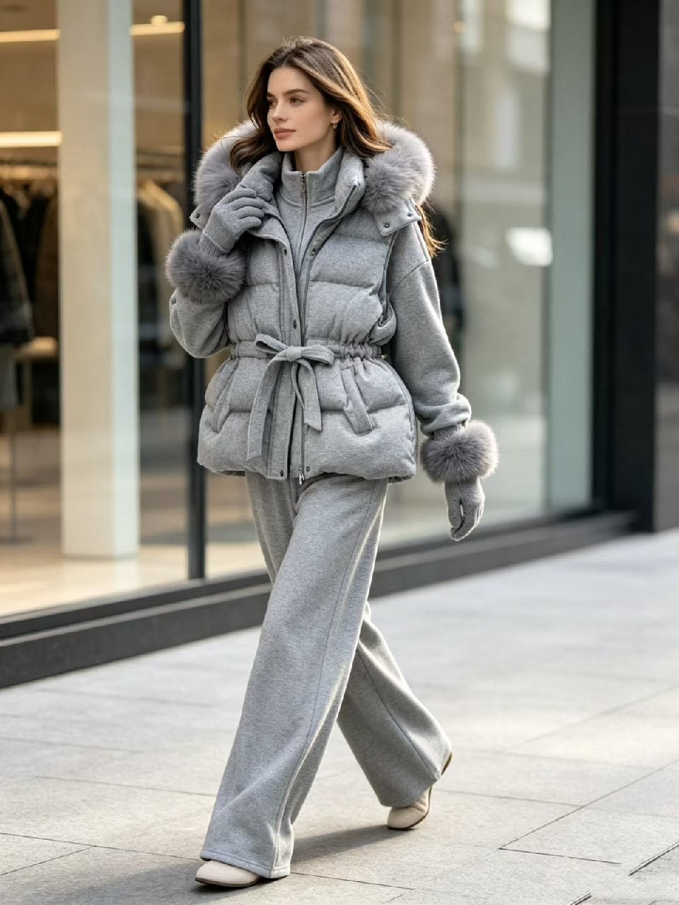 Loro Piana Hooded Set - Grey