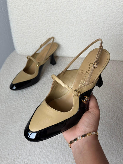 Chanel Heels - Beige & Black