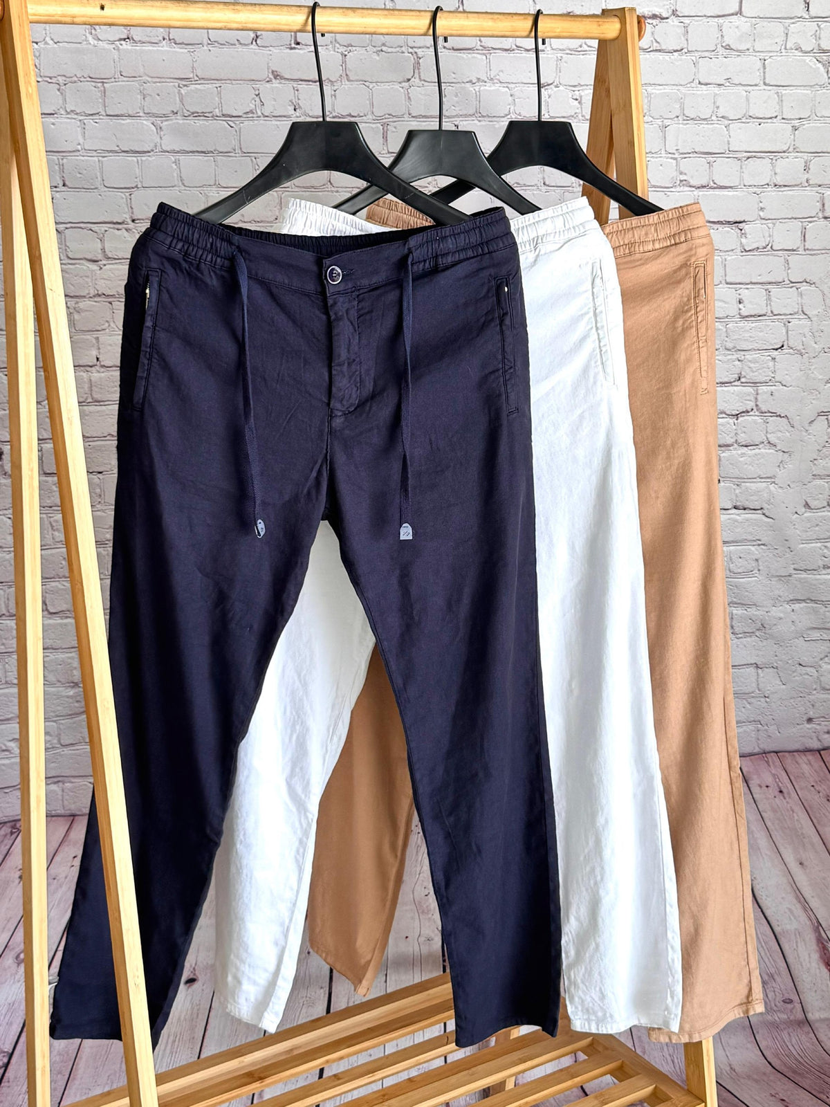 Loro Piana Pants - Beige, Navy, White