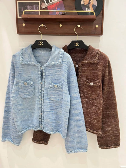 Chanel Pocket Cardigan - Brown, Blue