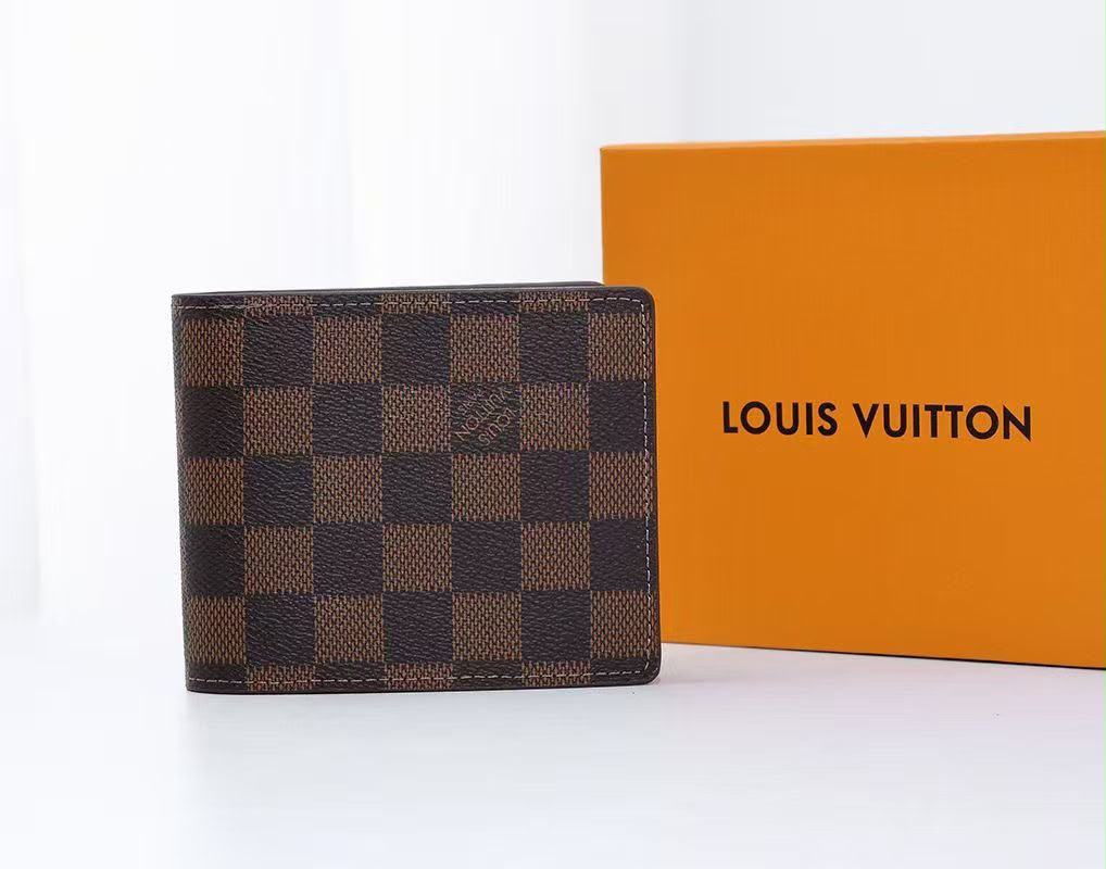 Louis Vuitton Check Pattern Wallet - Brown Embossed