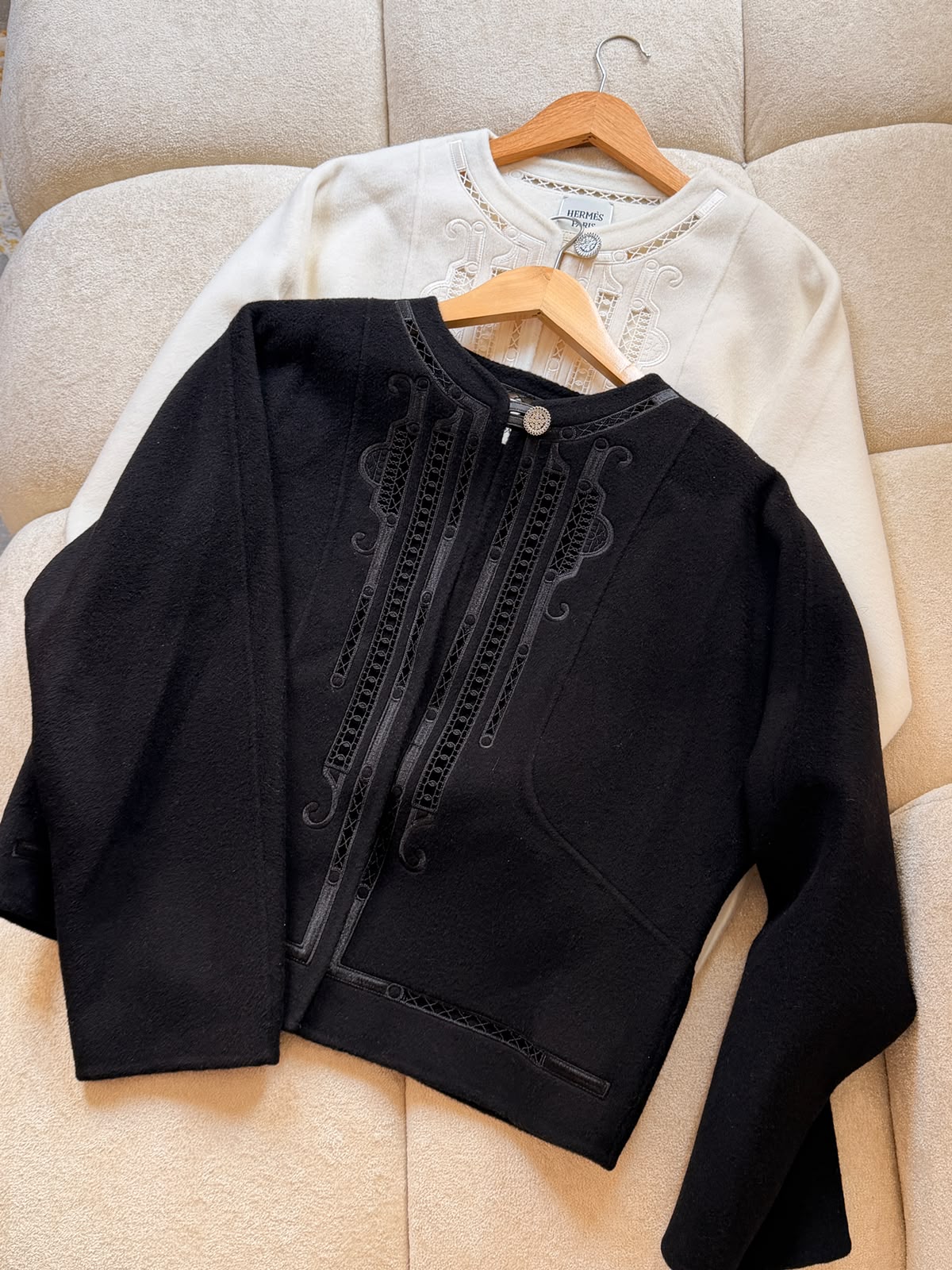 Hermès Trim-Front Jacket - White, Black