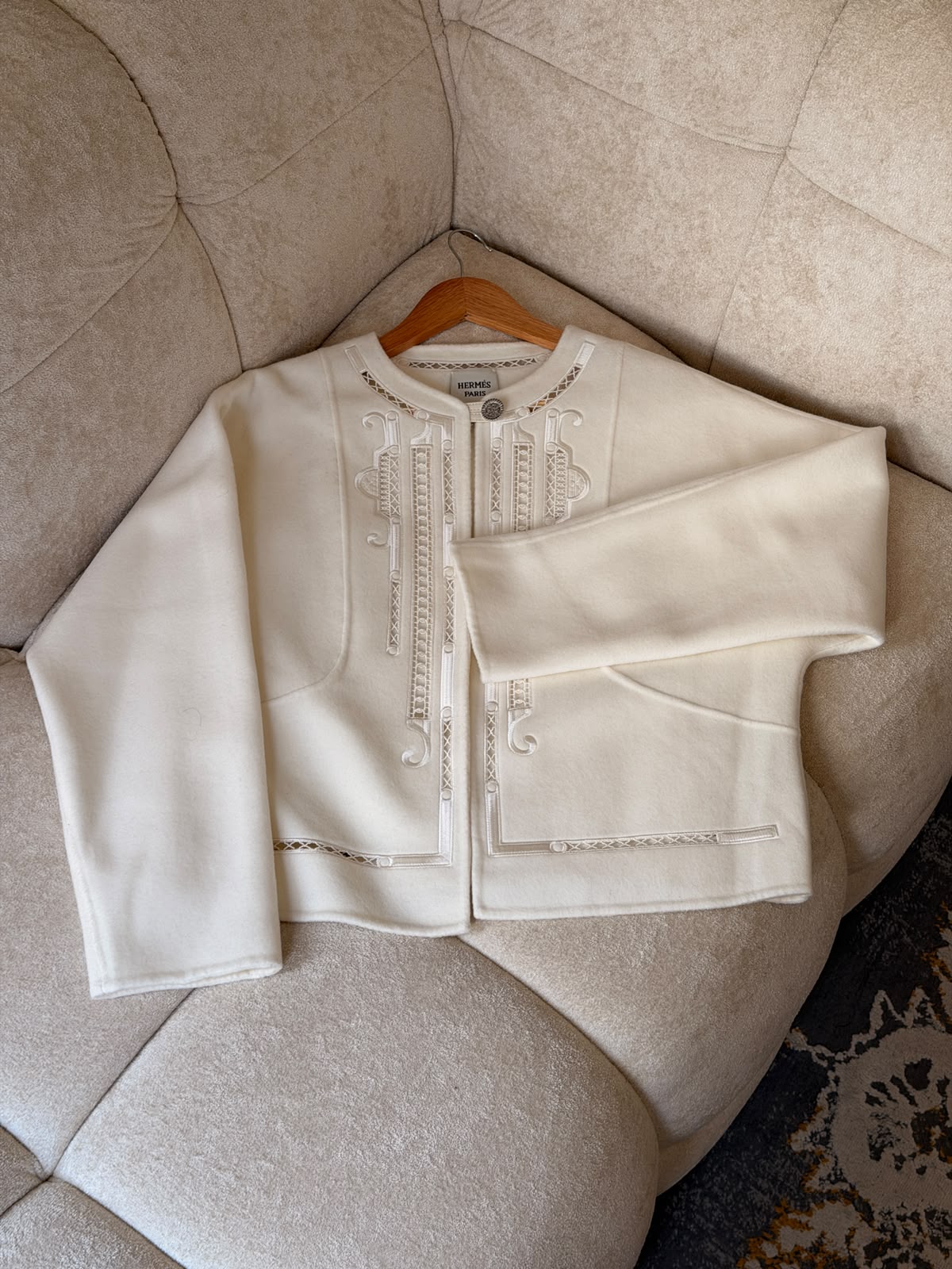 Hermès Trim-Front Jacket - White, Black