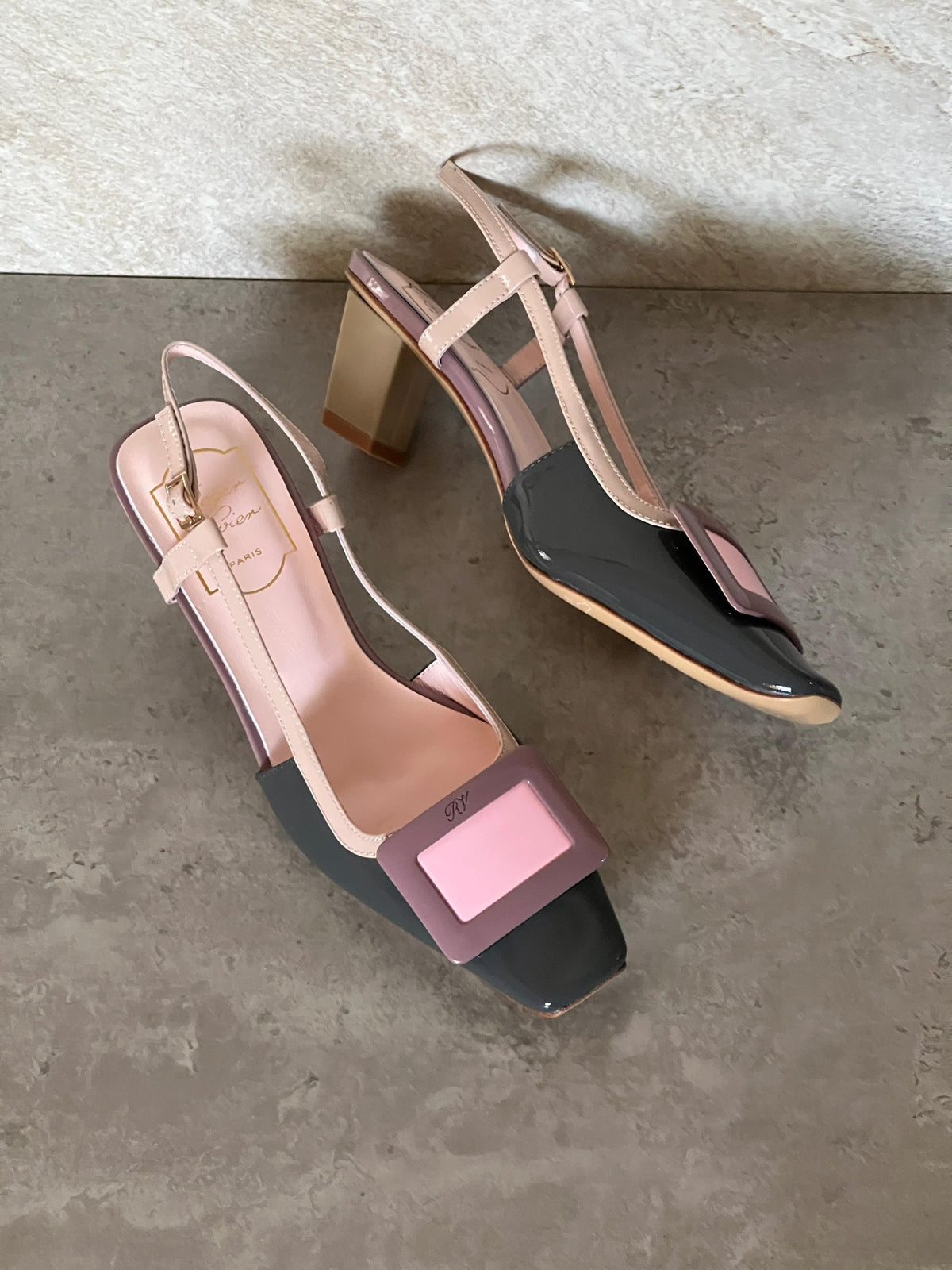 Roger Vivier Pointed-Toe Heels - Black & Pink