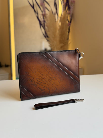 Berluti Clutch - Brown Embossed