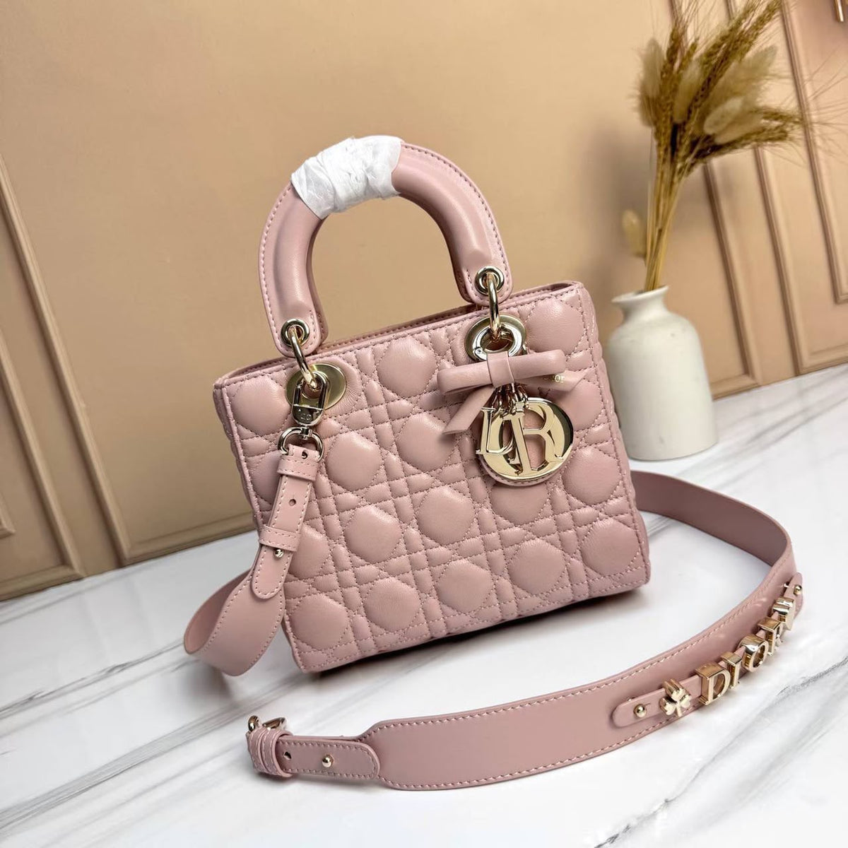 Dior Quilted Top-Handle Handbag - Pink