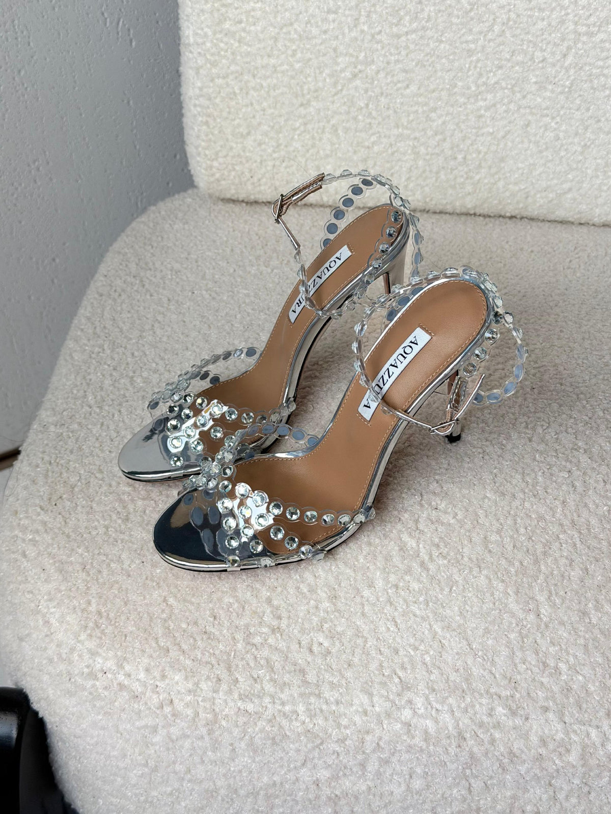 Aquazzura Ankle-Strap Heels - Silver