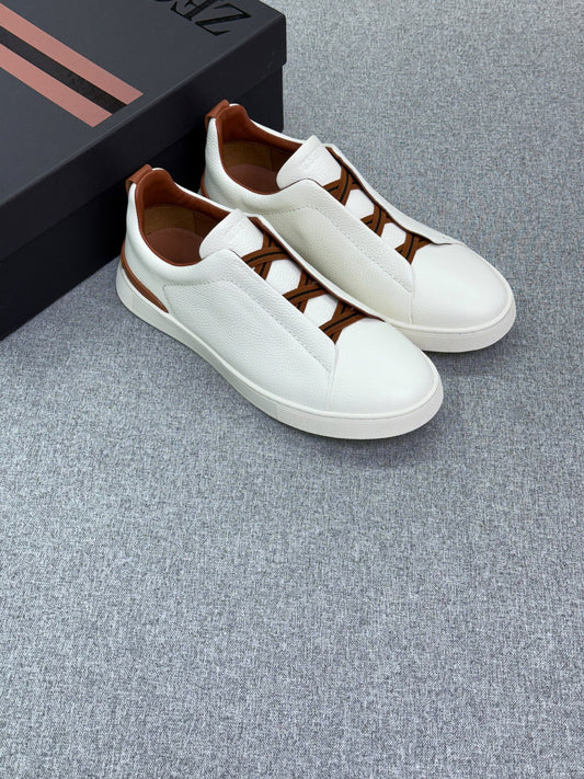 Zegna Pebbled Slip-On Sneakers - White