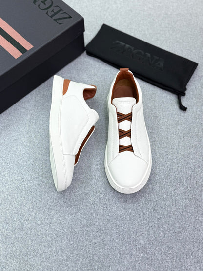 Zegna Pebbled Slip-On Sneakers - White