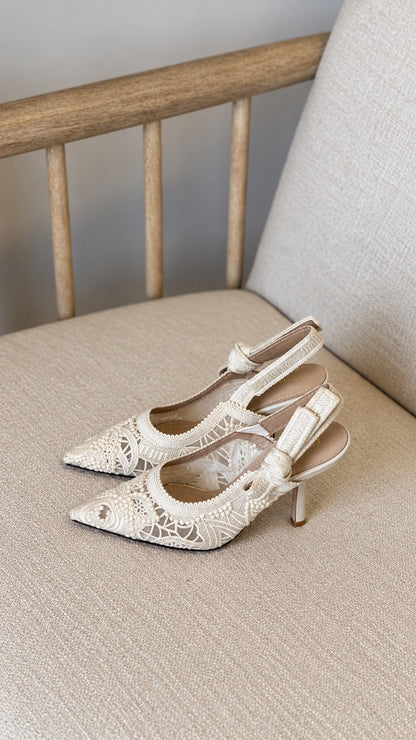 Dior Slingback Heels - White