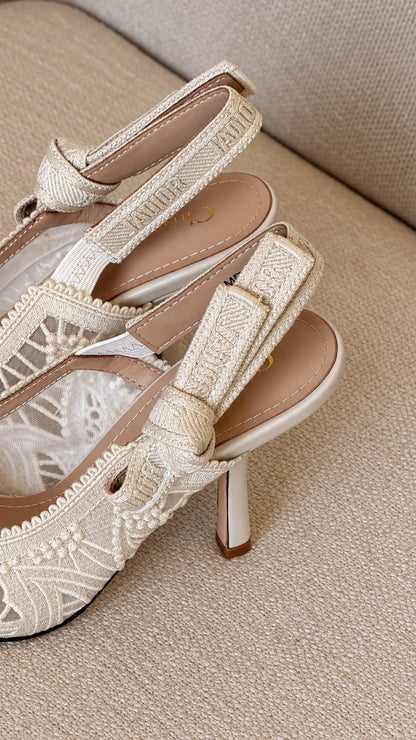 Dior Slingback Heels - White