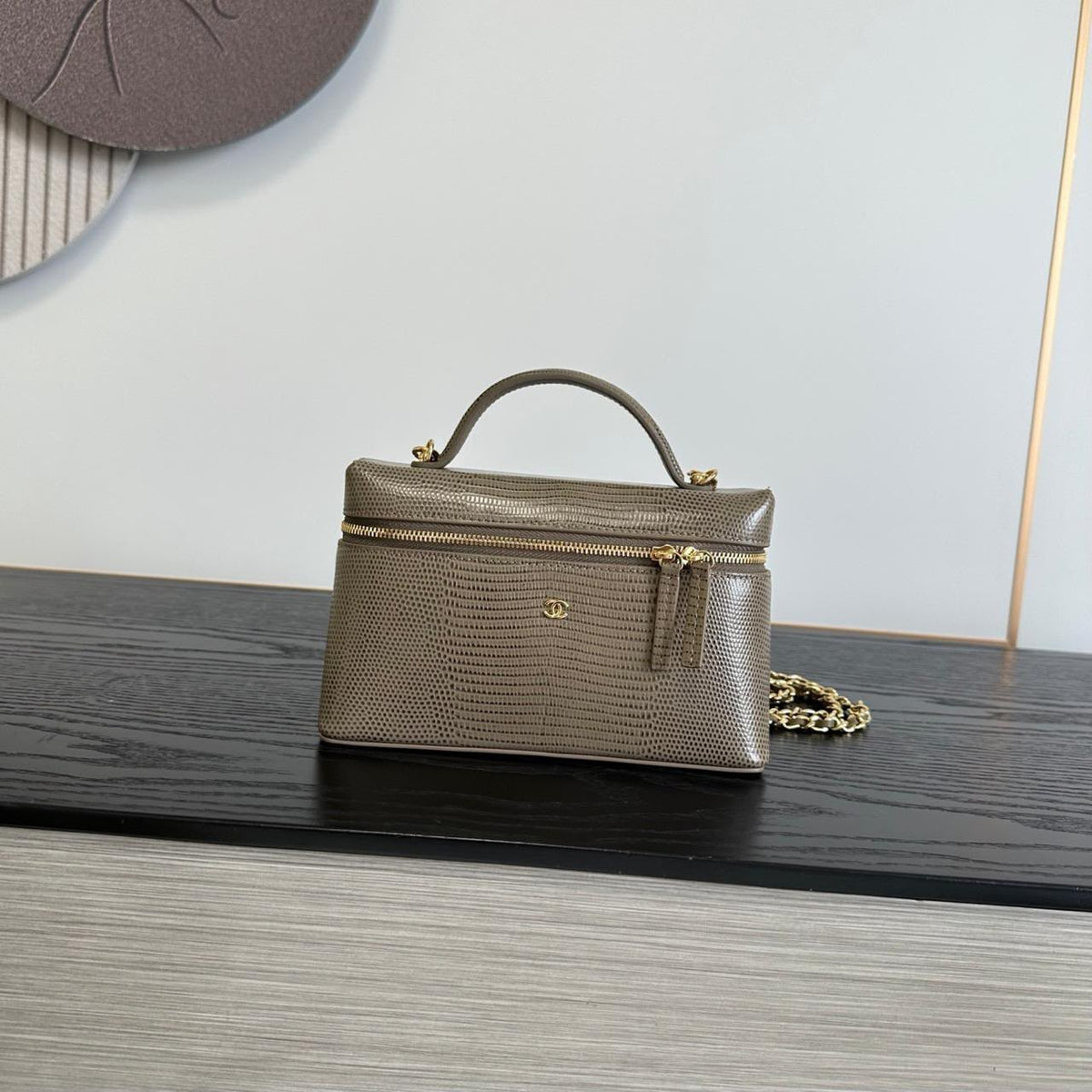Chanel Handbag Textured Vanity - Beige Embossed