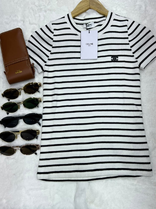 Celine Knitted T-Shirt - Black