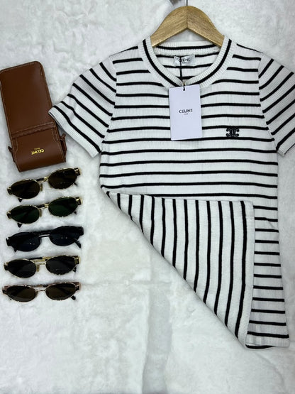 Celine Knitted T-Shirt - Black