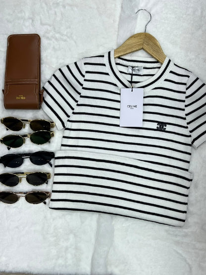 Celine Knitted T-Shirt - Black