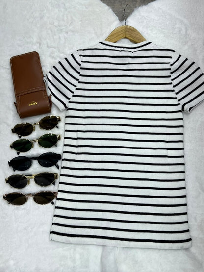 Celine Knitted T-Shirt - Black