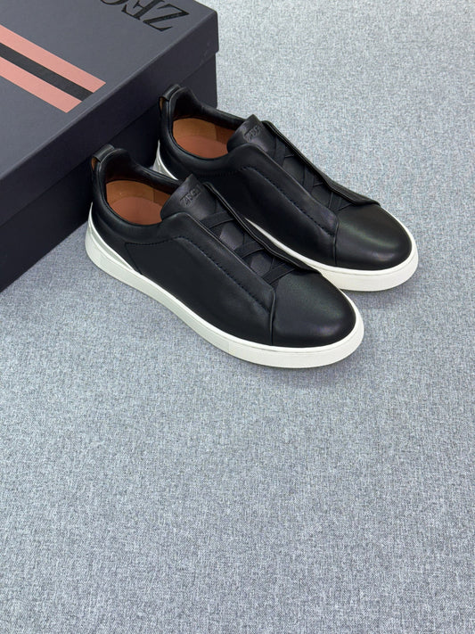 Zegna Pebbled Slip-On Sneakers - Black