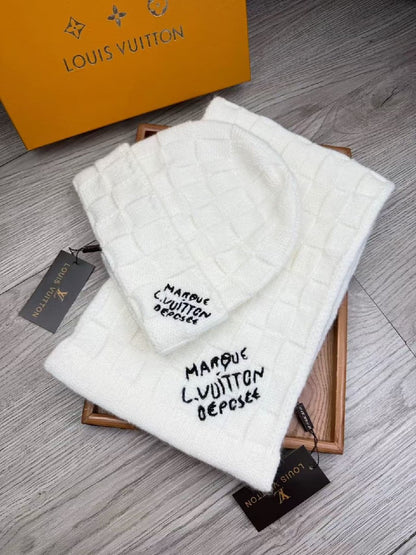 Louis Vuitton Scarf & Beanie - White