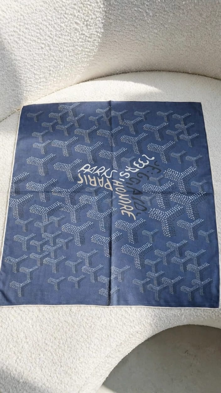 Goyard Y-Pattern Scarf - Blue