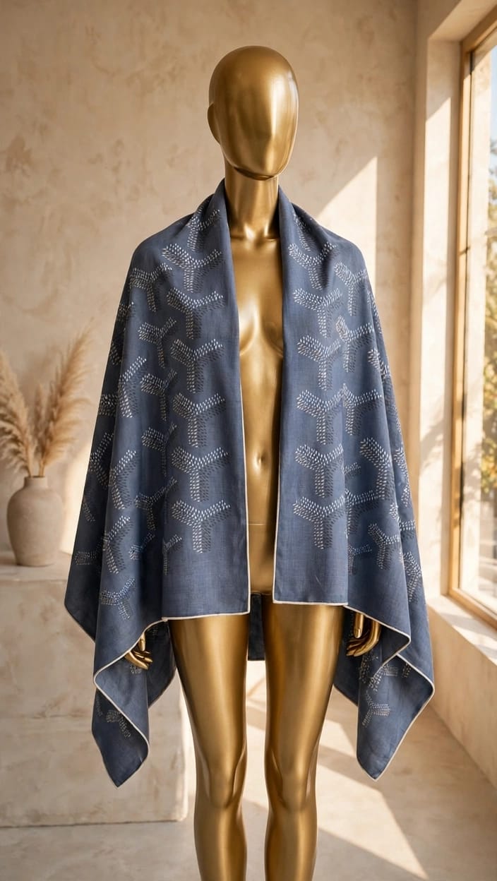 Goyard Y-Pattern Scarf - Blue