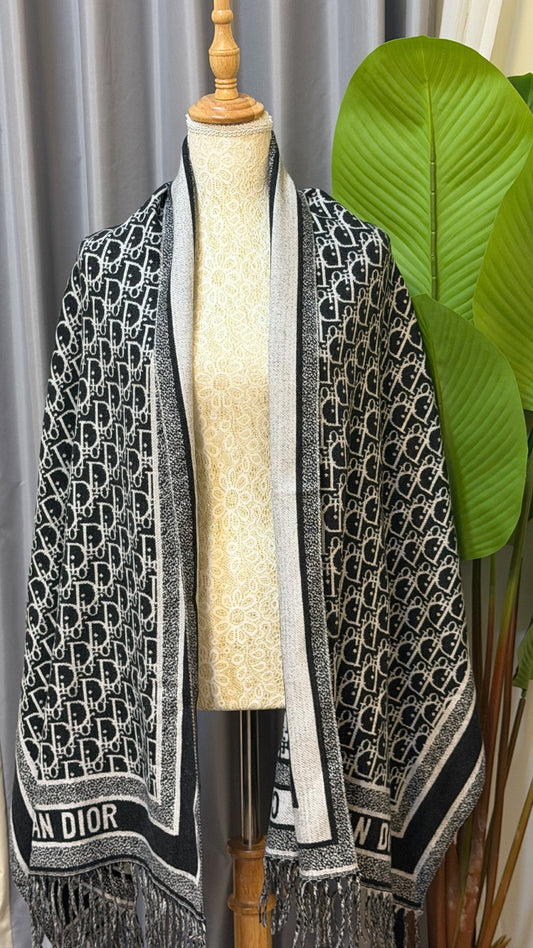 Dior Framed Motif Scarf - Black