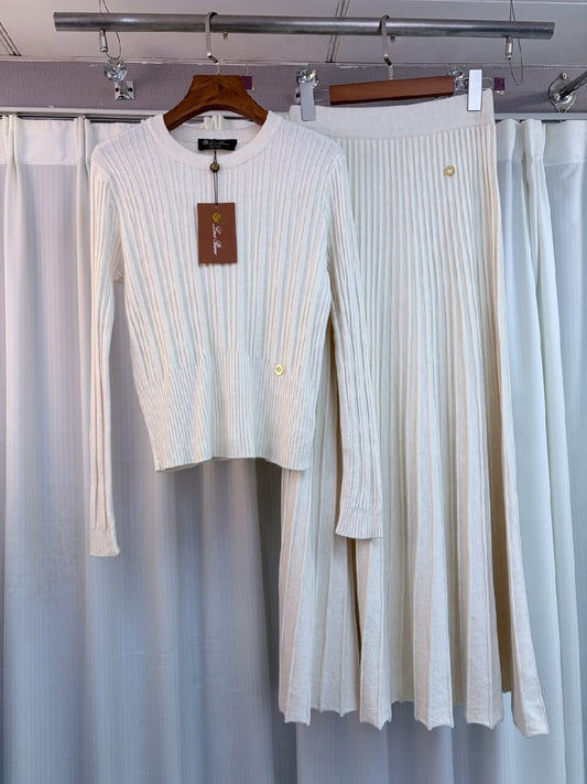Loro Piana Flared Skirt Set - White