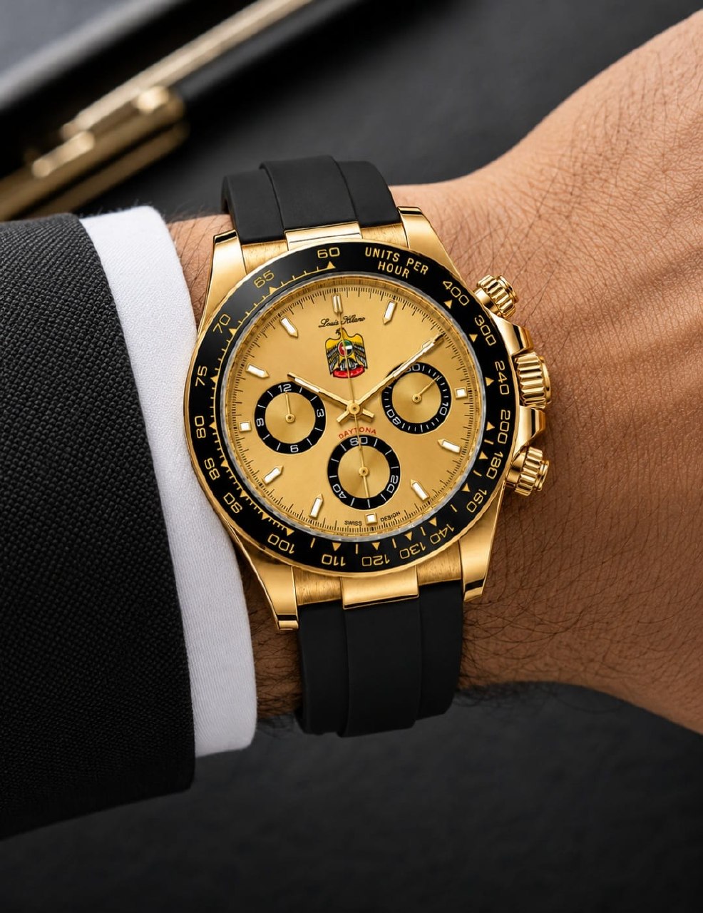 Louis Hilano Champagne Dial Chronograph Watch - 