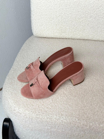 Loro Piana Open-Toe Block Heels - Pink