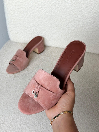 Loro Piana Open-Toe Block Heels - Pink