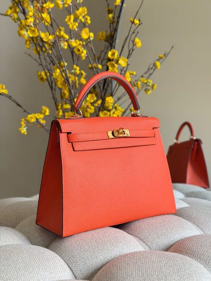 Hermès Handbag - Beige, Orange, Red, Navy Textured, Navy, Black, Brown