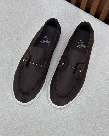 Christian Louboutin Metal-Bar Loafers - Brown