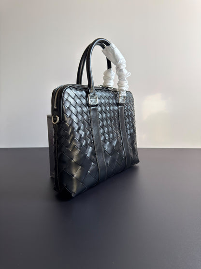 Bottega Veneta Laptop Bag Woven Briefcase - Black