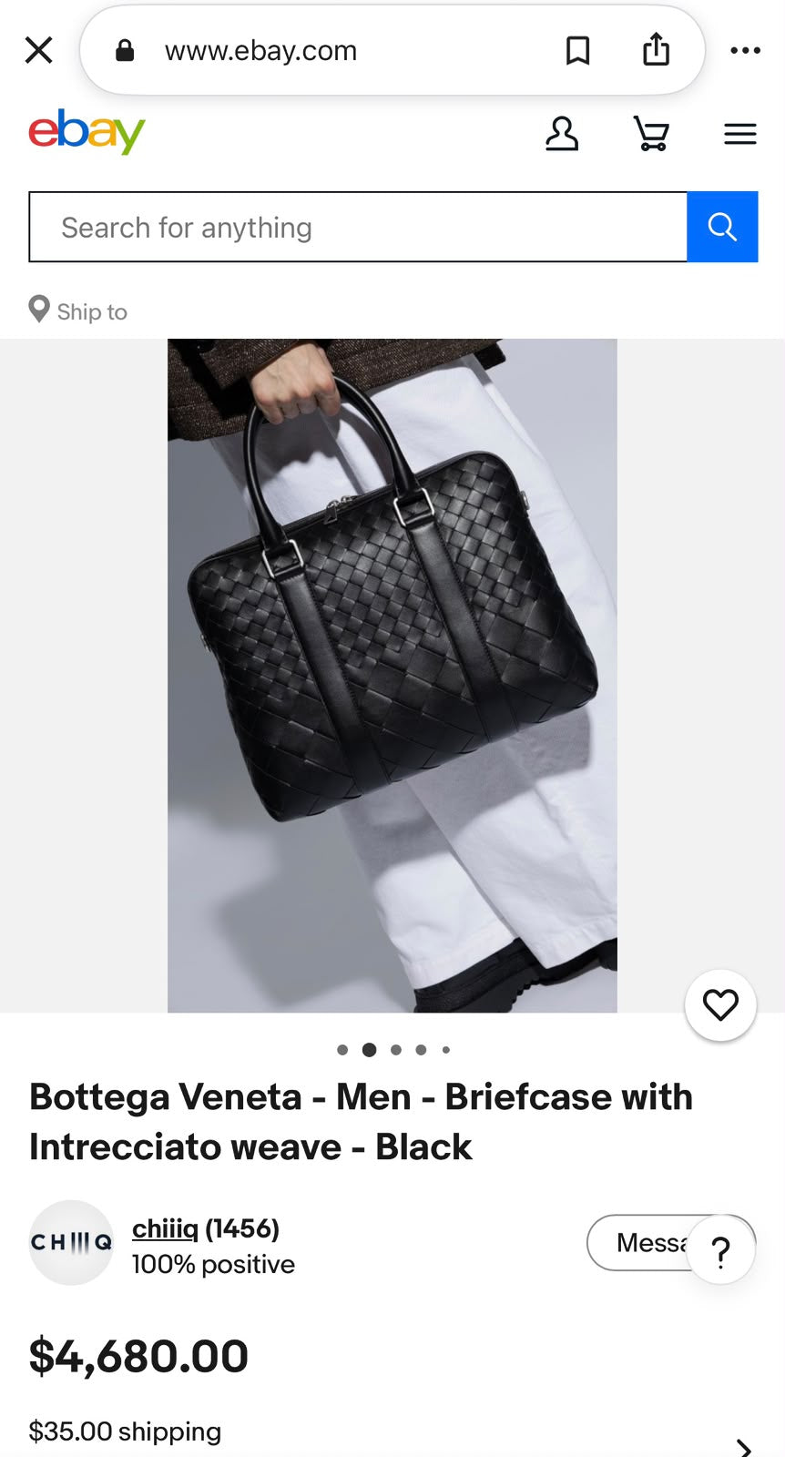 Bottega Veneta Laptop Bag Woven Briefcase - Black