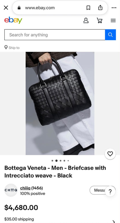 Bottega Veneta Laptop Bag Woven Briefcase - Black